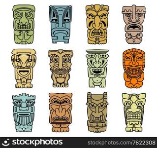 Tribal masks of idols and demons for religious or ethnic design