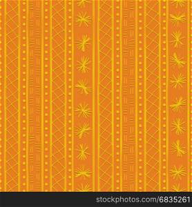Tribal motif hand draw seamless pattern design in yellow and orange