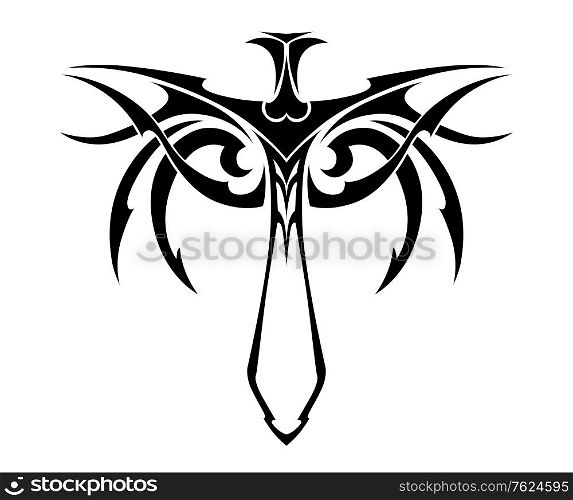 Tribal sword with decorations for tattoo or religious design