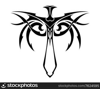 Tribal sword with decorations for tattoo or religious design