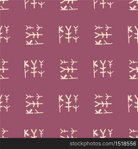 Tribal symbols seamless pattern isolated on red background. Ancient ethnic endless wallpaper. Doodle style vector illustration. Decorative backdrop for fabric design, textile print, wrapping.. Tribal symbols seamless pattern isolated on red background. Ancient ethnic endless wallpaper.