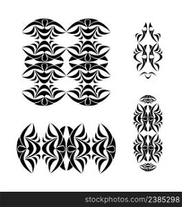 Tribal tattoo set. Abstract black tribal ornament. Tribal ornament set