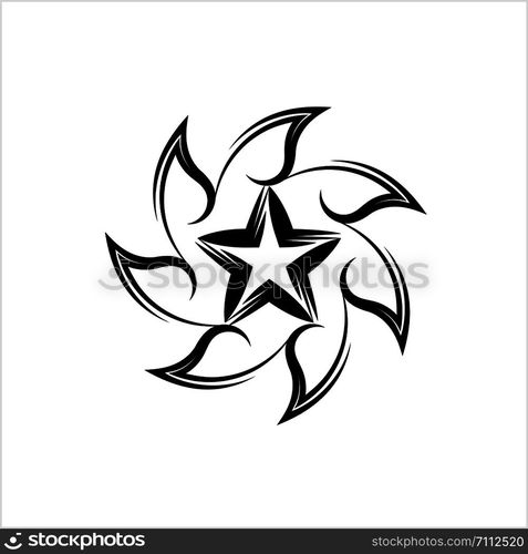 Tribal Tattoo Sun Design Vector Art Illustration