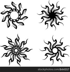 Tribal Tattoo Sun Design Vector Art Illustration