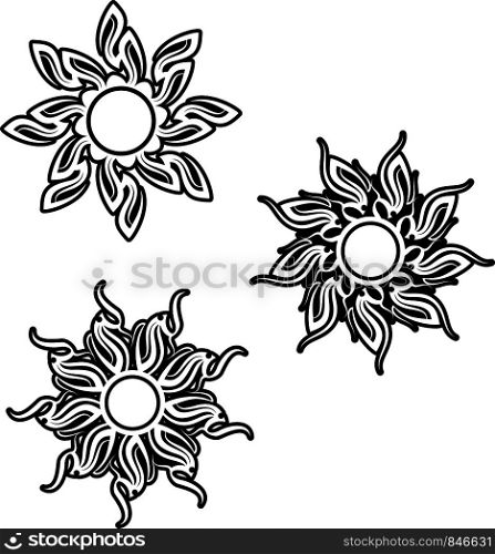 Tribal Tattoo Sun Design Vector Art Illustration