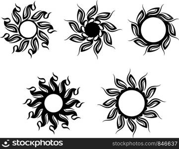 Tribal Tattoo Sun Design Vector Art Illustration