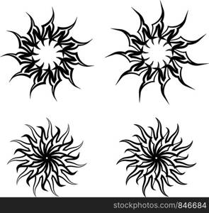 Tribal Tattoo Sun Design Vector Art Illustration