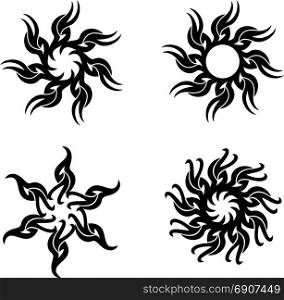 Tribal Tattoo Sun, Flame Tribal Design Vector Illustration