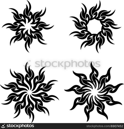 Tribal Tattoo Sun, Flame Tribal Design Vector Illustration