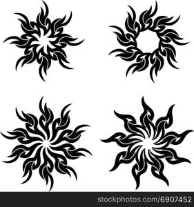 Tribal Tattoo Sun, Flame Tribal Design Vector Illustration