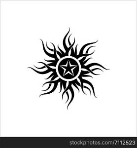 Tribal Tattoo Sun Star Vector Art Illustration