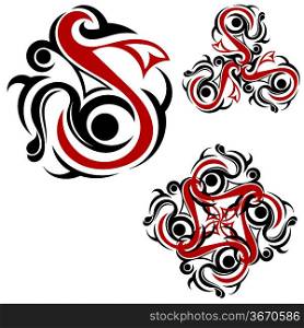 Tribal tattoo with red elements