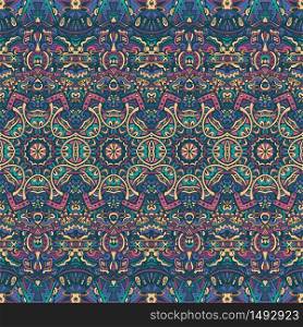 Tribal vintage abstract geometric ethnic seamless pattern ornamental. Indian striped textile design. Ethnic geometric print. Colorful repeating background texture.