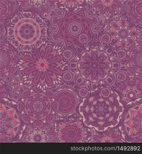 Tribal vintage abstract geometric mandala art ethnic seamless pattern ornamental. Grunge ethnic surface textile design. Vintage seamless mosaic damask tile design pattern background.