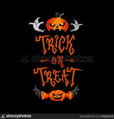 Trick or treat lettering design halloween ornate vector illustration