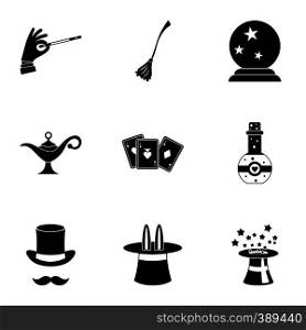 Tricks icons set. Simple illustration of 9 tricks vector icons for web. Tricks icons set, simple style
