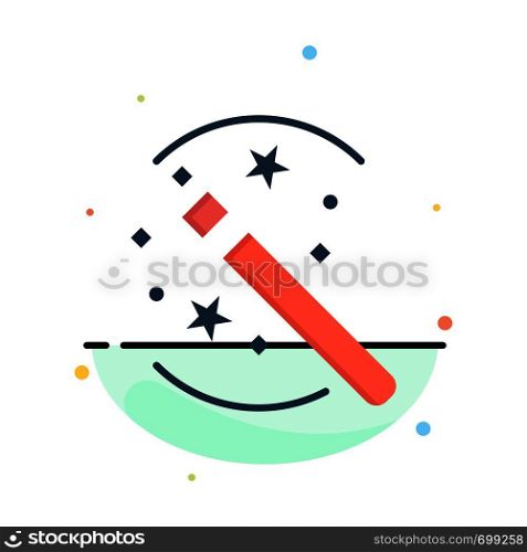 Tricks, Solution, Magic, Stick Abstract Flat Color Icon Template
