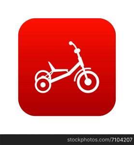 Tricycle icon digital red for any design isolated on white vector illustration. Tricycle icon digital red