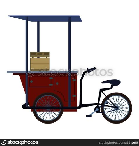 Tricycle trade cart icon. Cartoon illustration of ticycle trade cart. vector icon for web. Tricycle trade cart icon, cartoon style