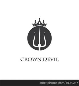 Trident and crown logo vector flat design