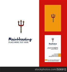 Trident Creative Logo and business card. vertical Design Vector