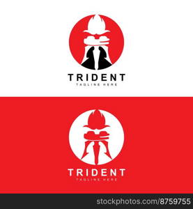 Trident Logo Template Vector Icon Design, god war weapon, spear power of the ocean	