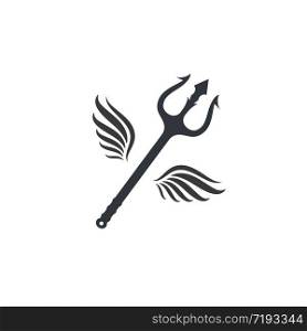 Trident with wings Logo Template vector icon illustration design