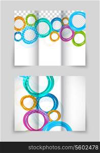 Trifold circles colorful brochure with space for image design