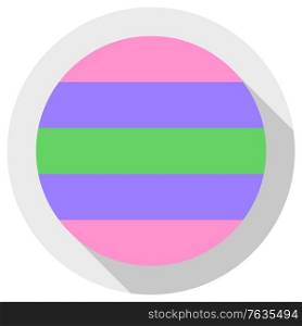 Trigender Pride Flag, round shape icon on white background, vector illustration