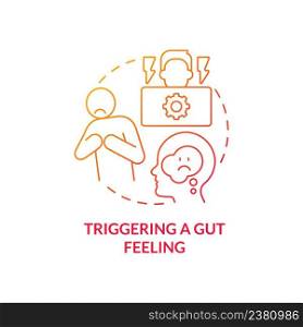 Triggering gut feeling red gradient concept icon. Unhealthy environment. Sign of toxic workplace abstract idea thin line illustration. Isolated outline drawing. Myriad Pro-Bold fonts used. Triggering gut feeling red gradient concept icon