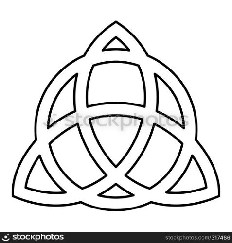 Trikvetr knot with circle Power of three viking symbol tribal for tattoo Trinity knot icon black color outline vector illustration flat style simple image. Trikvetr knot with circle Power of three viking symbol tribal for tattoo Trinity knot icon black color outline vector illustration flat style image