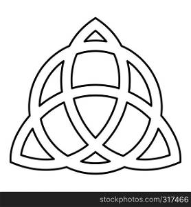 Trikvetr knot with circle Power of three viking symbol tribal for tattoo Trinity knot icon black color outline vector illustration flat style simple image. Trikvetr knot with circle Power of three viking symbol tribal for tattoo Trinity knot icon black color outline vector illustration flat style image