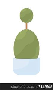 Trimmed bush growing in pot semi flat color vector object. Editable figure. Full sized item on white. Topiary art simple cartoon style illustration for web graphic design and animation. Trimmed bush growing in pot semi flat color vector object