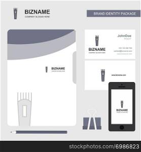 Trimmer Business Logo, File Cover Visiting Card and Mobile App Design. Vector Illustration