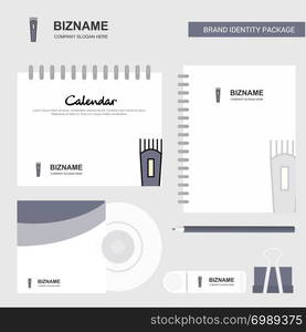 Trimmer Logo, Calendar Template, CD Cover, Diary and USB Brand Stationary Package Design Vector Template