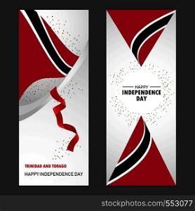 Trinidad and tobago Happy independence day Confetti Celebration Background Vertical Banner set