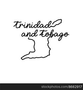 Trinidad and Tobago outline map with the handwritten country name. Continuous line drawing of patriotic home sign. A love for a small homeland. T-shirt print idea. Vector illustration.. Trinidad and Tobago outline map with the handwritten country name. Continuous line drawing of patriotic home sign