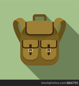 Trip backpack icon. Flat illustration of trip backpack vector icon for web design. Trip backpack icon, flat style