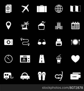 Trip icons on black background, stock vector