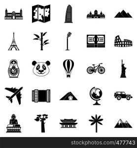 Trip icons set. Simple set of 25 trip vector icons for web isolated on white background. Trip icons set, simple style