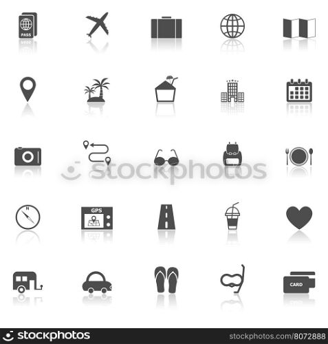 Trip icons with reflect on white background, stock vector