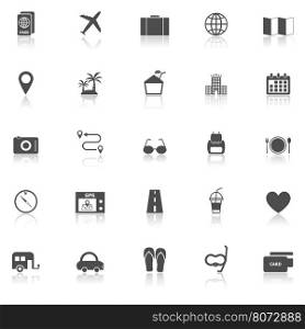 Trip icons with reflect on white background, stock vector