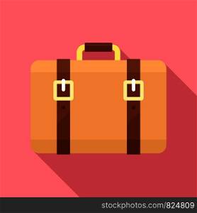 Trip leather bag icon. Flat illustration of trip leather bag vector icon for web design. Trip leather bag icon, flat style