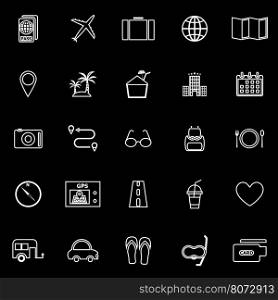 Trip line icons on black background, stock vector