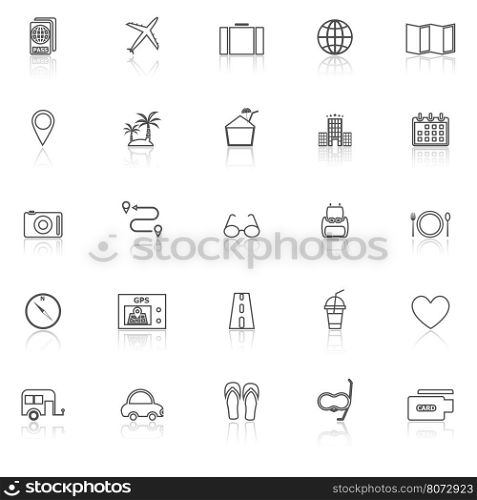 Trip line icons with reflect on white background, stock vector
