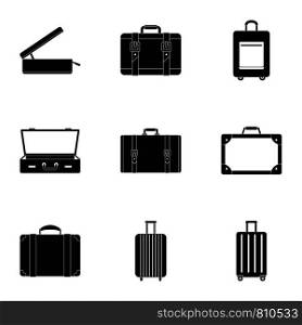 Trip luggage icon set. Simple set of 9 trip luggage vector icons for web design on white background. Trip luggage icon set, simple style