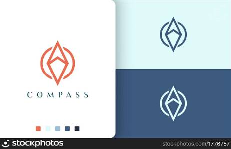 trip or adventure logo vector design with simple and modern compass circle shape
