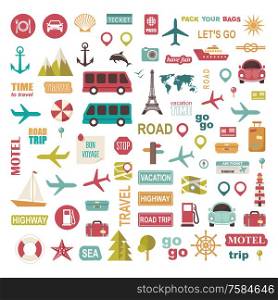 Trip set vector icons. Vacation