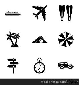 Trip to sea icons set. Simple illustration of 9 trip to sea vector icons for web. Trip to sea icons set, simple style