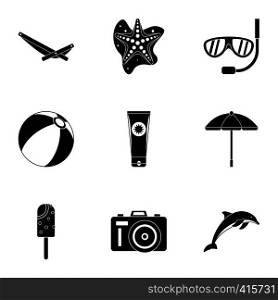 Trip to sea icons set. Simple illustration of 9 trip to sea vector icons for web. Trip to sea icons set, simple style